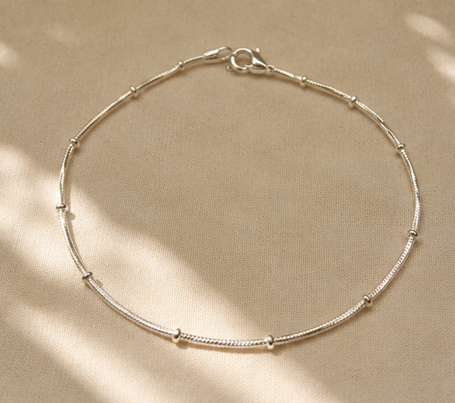 Celeste Bead Anklet for womens – Pure 925 Silver