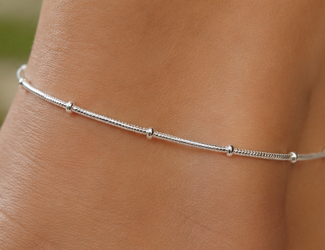 Celeste Bead Anklet for womens – Pure 925 Silver