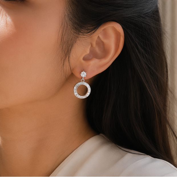 Royal Halo Silver Earrings for womens – Pure 925 Silver