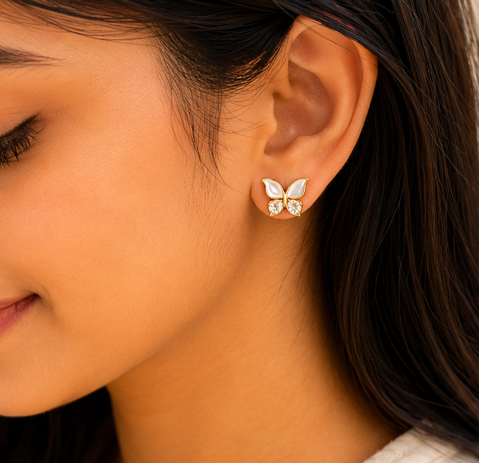 Moonlight Flutter Butterfly Earrings for Womens and Kids – Pure 925 Silver