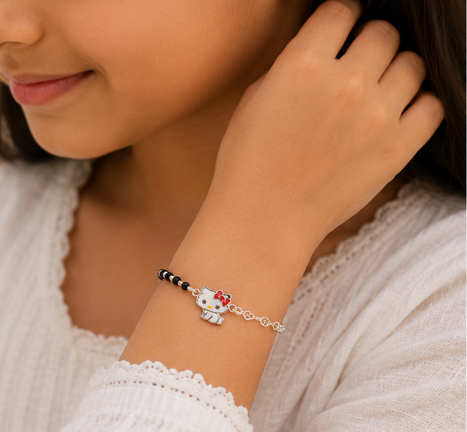 Kitty Sparkle Nazariya Bracelet for Kids Pair (Set of Two) – Pure 925 Silver