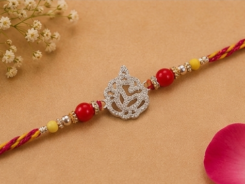 Shree Ganesha Sparkle Rakhi – Pure 925 Silver