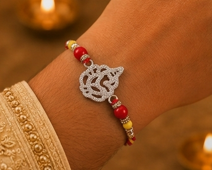Shree Ganesha Sparkle Rakhi – Pure 925 Silver