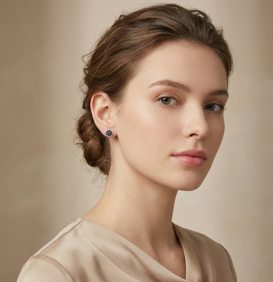 Shadowflower Stud Earrings for womens – Pure 925 Silver