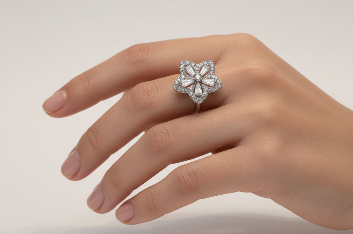 The Prism Petal Ring for womens – Pure 925 Silver
