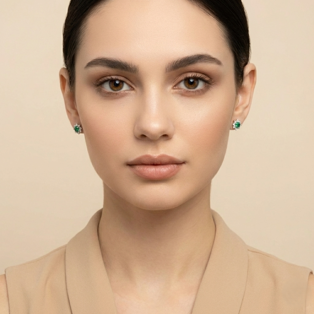 Green Nova Stud Earrings for Women – Pure 925 Silver