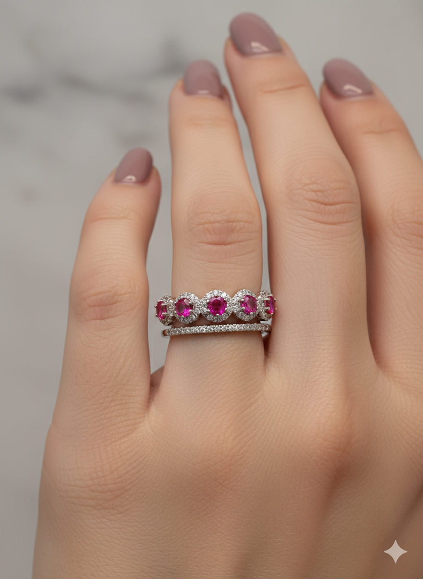 Velvet Rose Stack Ring for womens – Pure 925 Silver