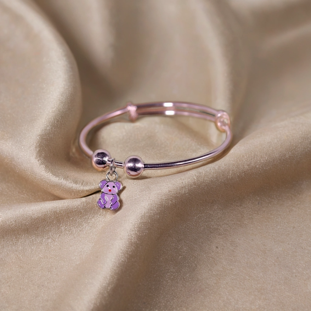Cuddle Bear silver kada for Kids (Pair-Set of Two) - Pure 925 Silver