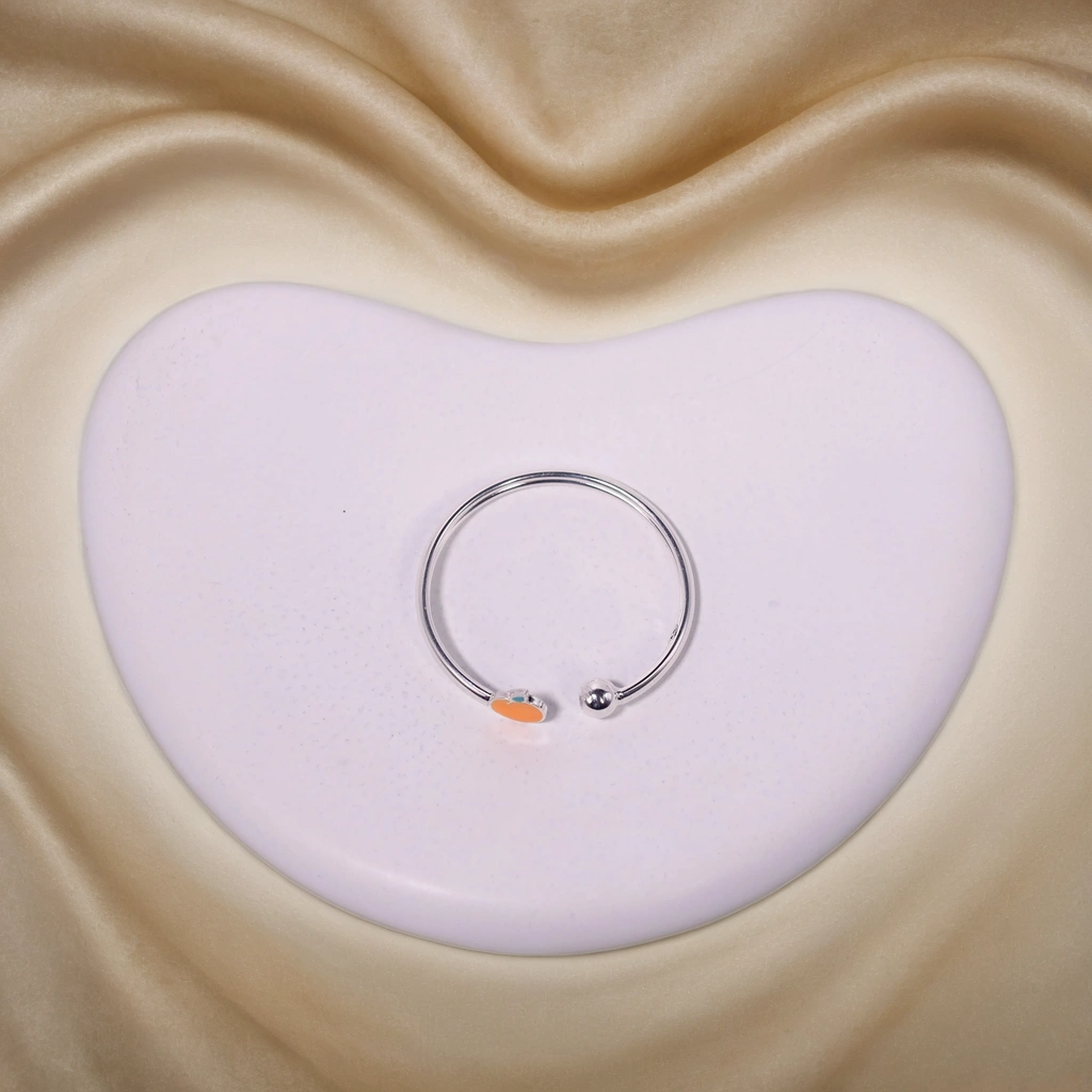 Orange Fruity Blossom Silver Kada for Kids (Pair-Set of Two) - Pure 925 Silver