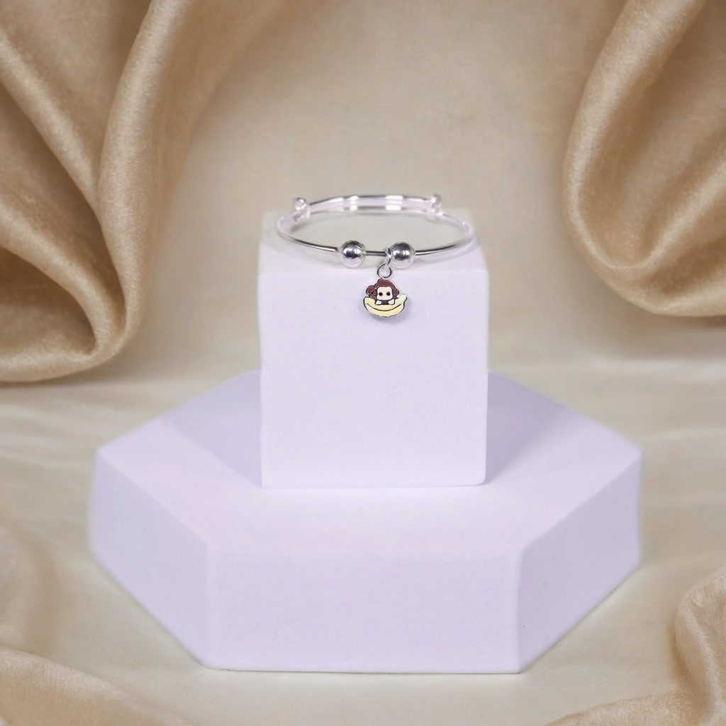 Jungle Joy silver Kada for Kids (Pair-Set of Two) - Pure 925 Silver