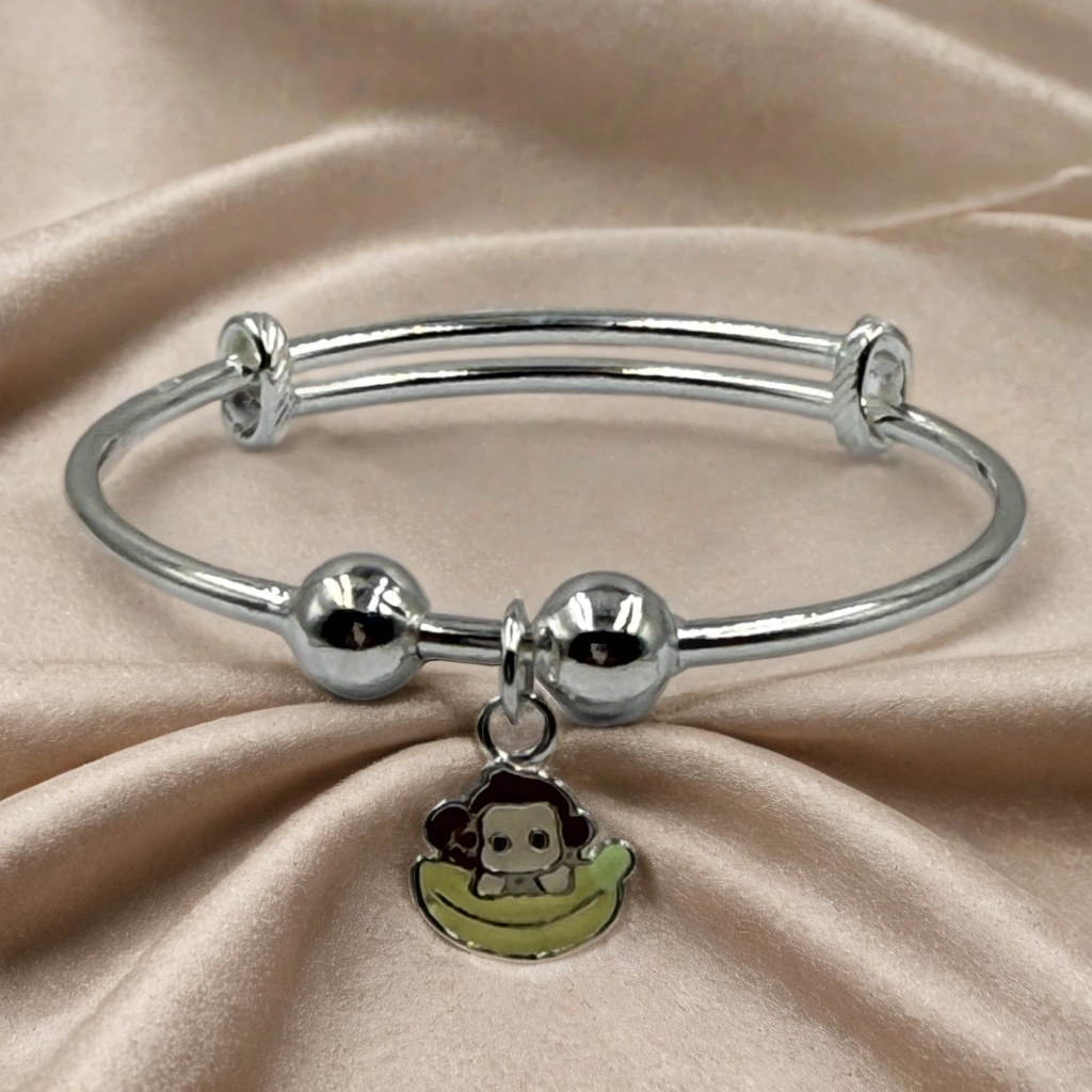 Jungle Joy silver Kada for Kids (Pair-Set of Two) - Pure 925 Silver