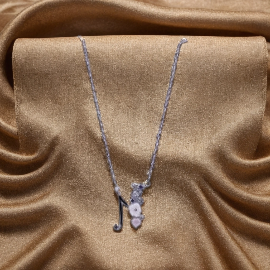 Floral Glow Letter "N" Pendant for Kids & women – Pure 925 Silver