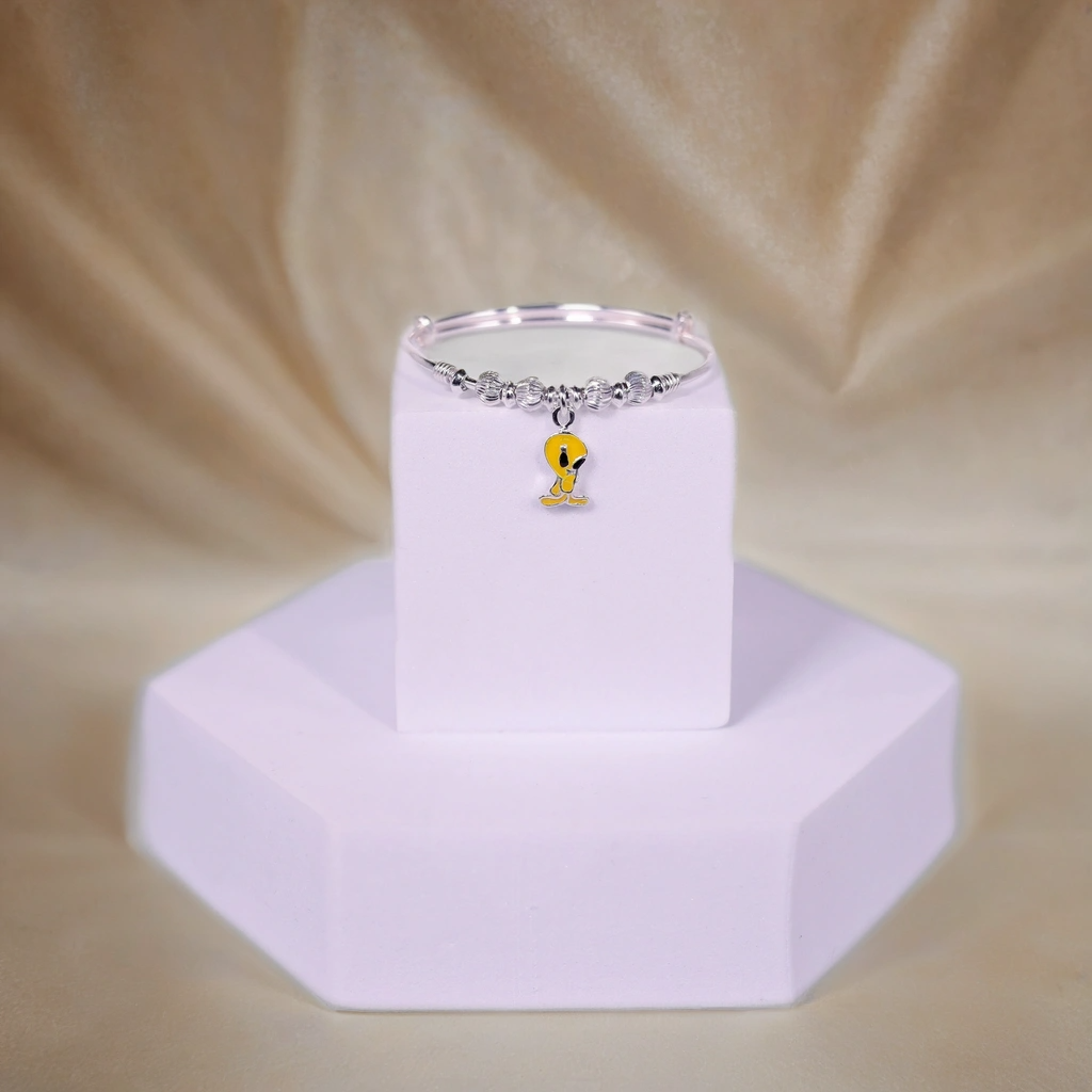 Twinkle Tweety Toon Charm Kada for Kids (Pair-Set of Two) – Pure 925 Silver