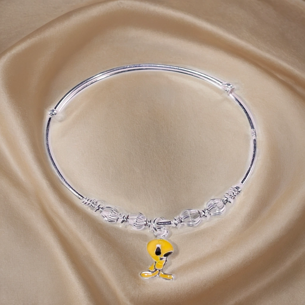 Twinkle Tweety Toon Charm Kada for Kids (Pair-Set of Two) – Pure 925 Silver