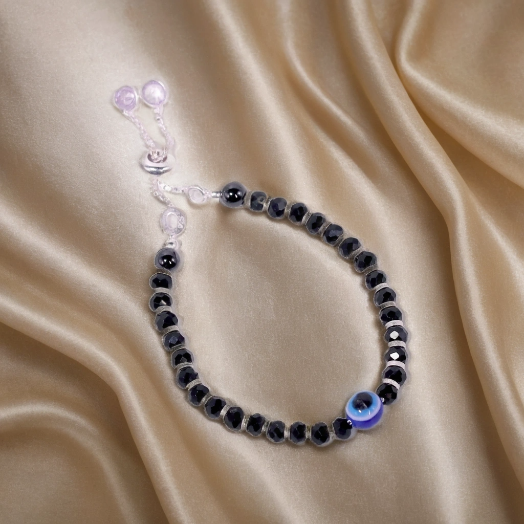 Evil Eye Shadow Glow Bracelet "Nazariya" for Kids (Single Piece) – Pure 925 Silver
