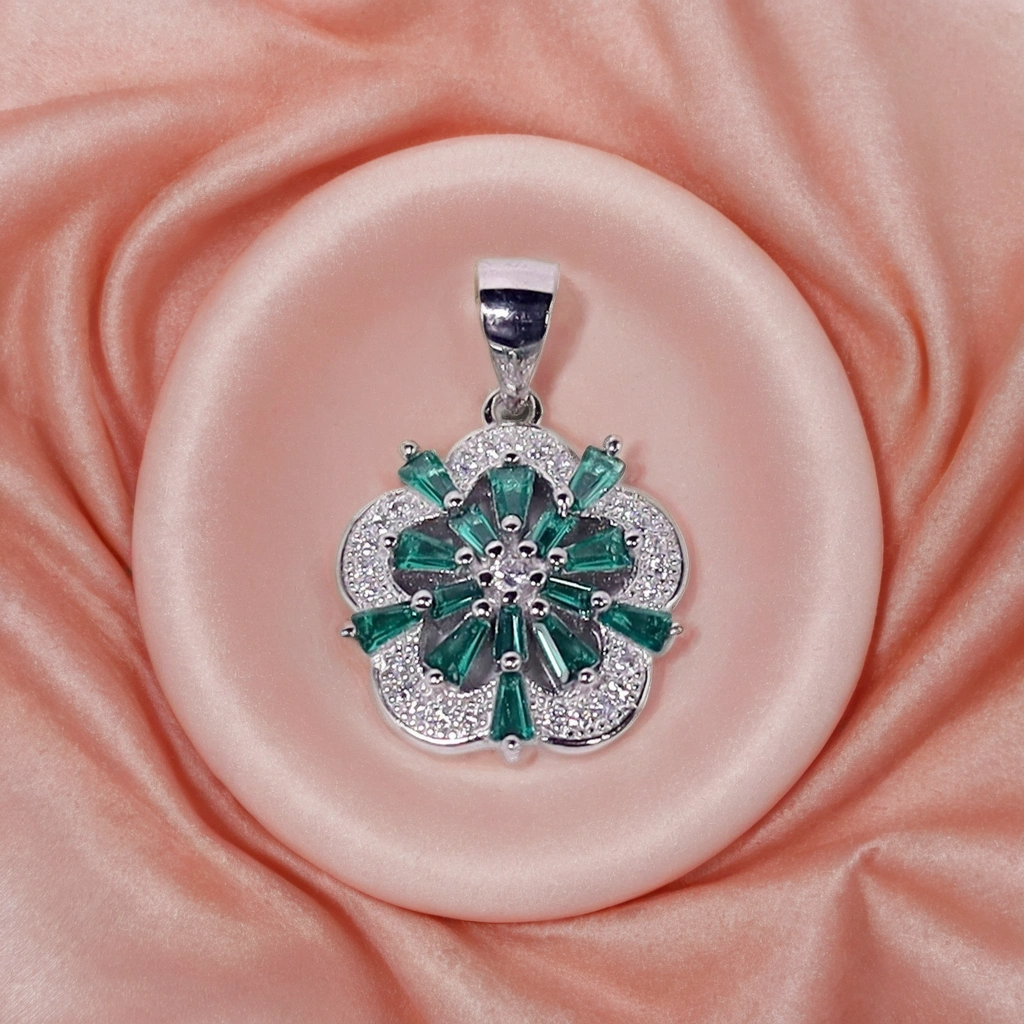 Emerald Petal Glow Pendants for Kids & women – Pure 925 Silver