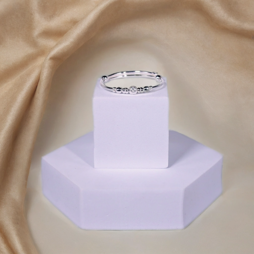 Starlit Treasure Silver Kada for Kids (Pair-Set of Two) – Pure 925 Silver