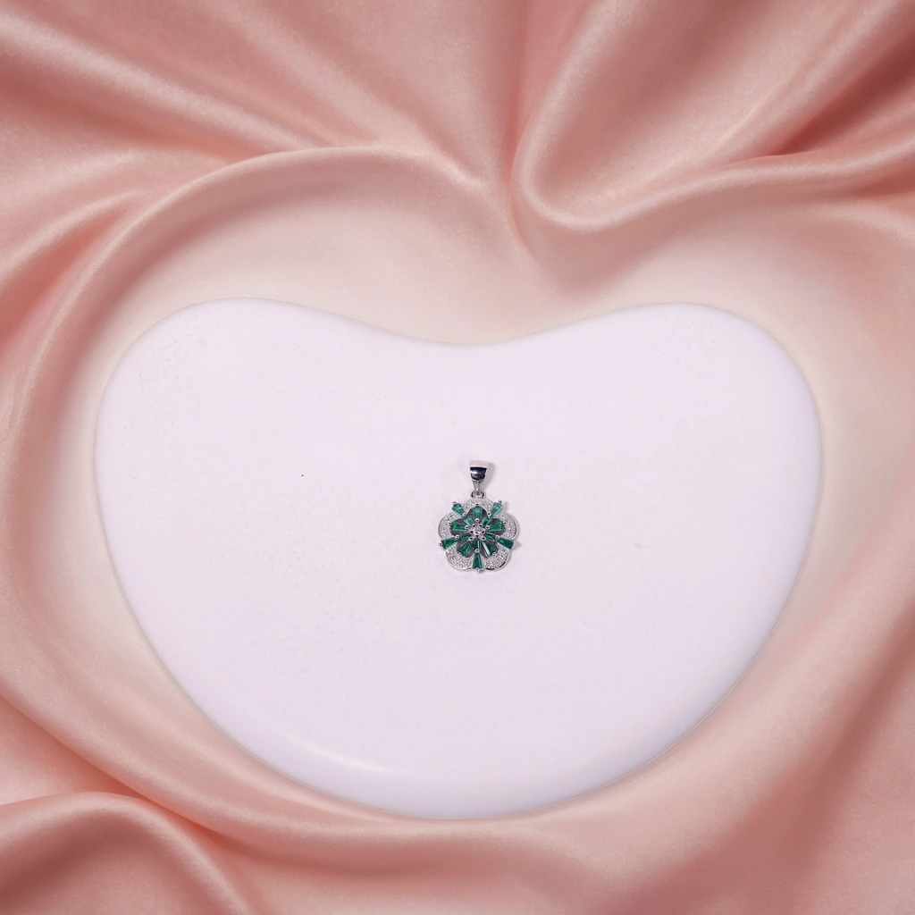 Emerald Petal Glow Pendants for Kids & women – Pure 925 Silver