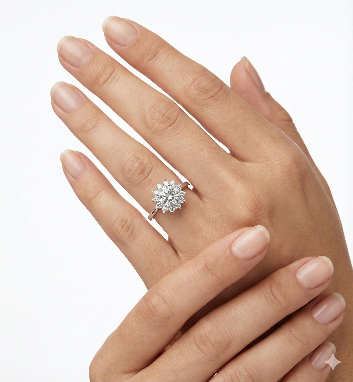 Sunburst Floral Ring for womens – Pure 925 Silver