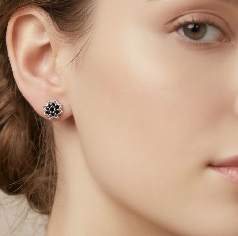 Shadowflower Stud Earrings for womens – Pure 925 Silver