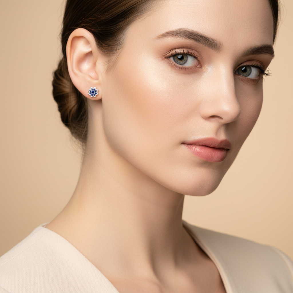 Fleur de Rubis Stud Earrings for womens – Pure 925 Silver