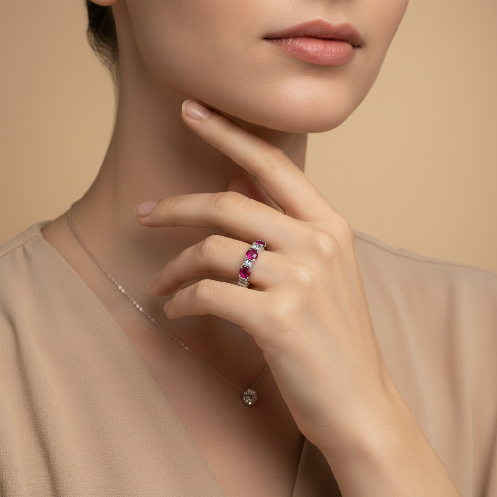 Rose Symphony Band Ring for womens – Pure 925 Silver