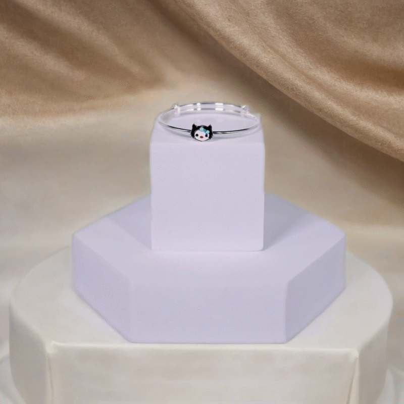 Meow Magic Silver Kada for Kids (Pair-Set of Two) - Pure 925 Silver - Image 2