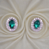 Emerald Twinkle Oval Earrings for Kids & women – Pure 925 Silver