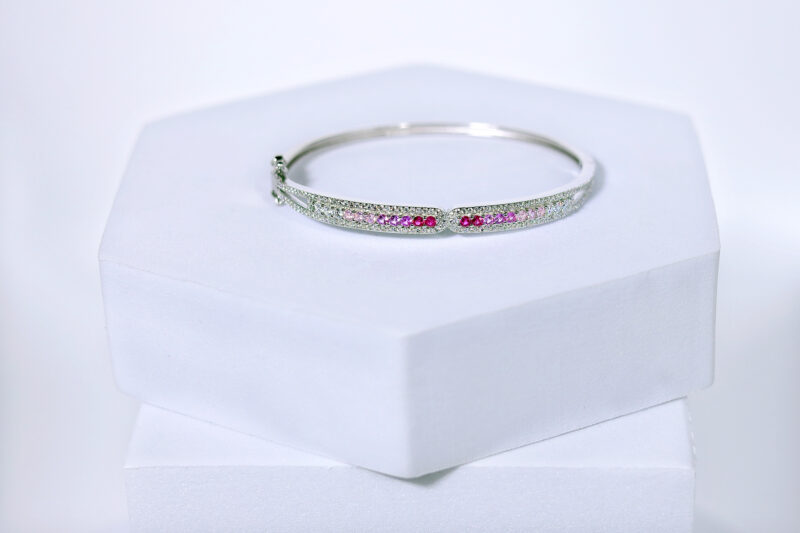 Rosielle Gleam Luxe Silver & Colorfull Stone Bracelet for womens – Pure 925 Silver - Image 4