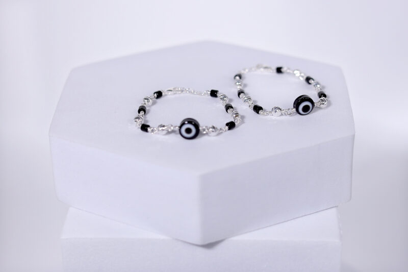 Black Evil Eye Cutiez Bracelet “Nazariya” for Kids (Pair-Set of Two) – Pure 925 Silver - Image 4