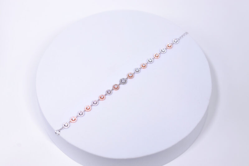 Celestia Crown Gem-encrusted round motifs Rose Gold, Silver & Stone Bracelet for womens – Pure 925 Silver - Image 3