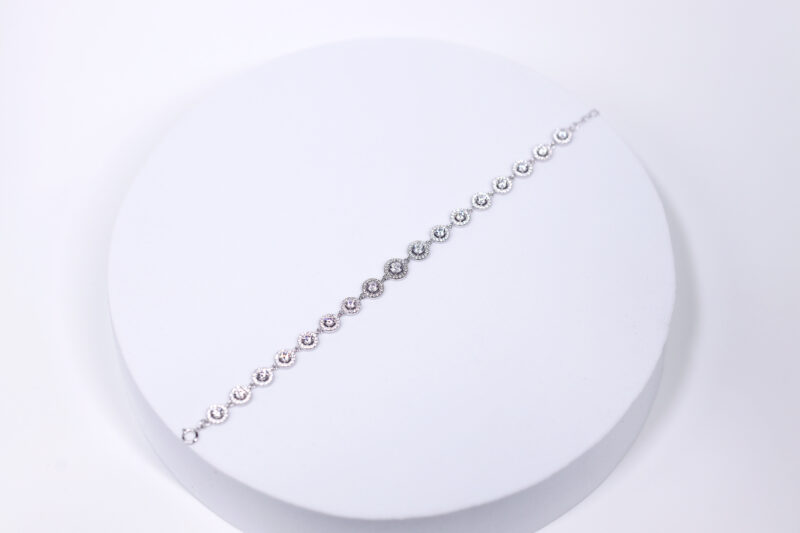 Celestia Crown Gem-encrusted round motifs Silver & Stone Bracelet for womens – Pure 925 Silver - Image 3