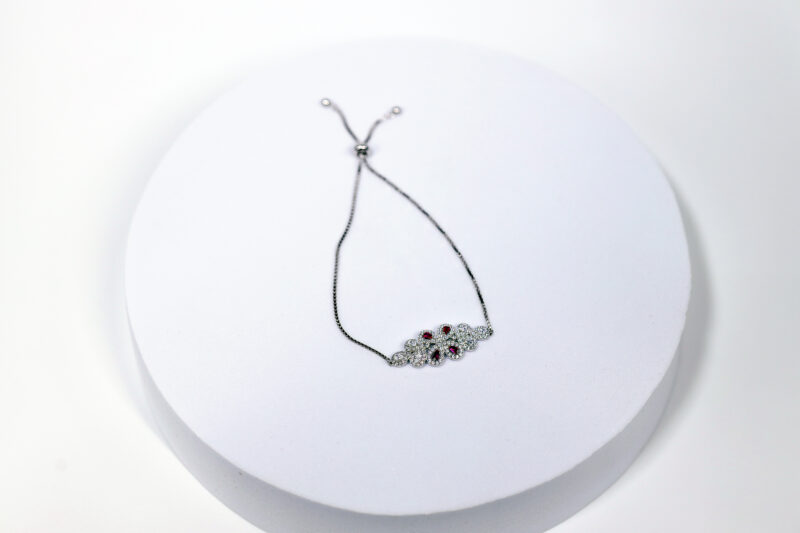 Rosette Pink Crystal Blossom Silver & Stone Bracelet for womens – Pure 925 Silver - Image 4