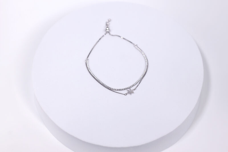 Fleur de Lune Silver & Stone Bracelet for womens – Pure 925 Silver - Image 3