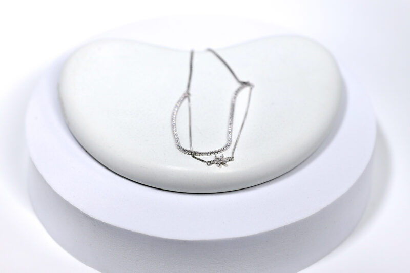 Fleur de Lune Silver & Stone Bracelet for womens – Pure 925 Silver - Image 2