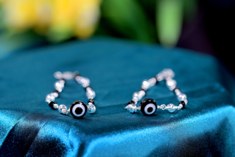 Black Evil Eye Cutiez Bracelet “Nazariya” for Kids (Pair-Set of Two) – Pure 925 Silver