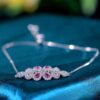 Rosette Pink Crystal Blossom Silver & Stone Bracelet for womens – Pure 925 Silver