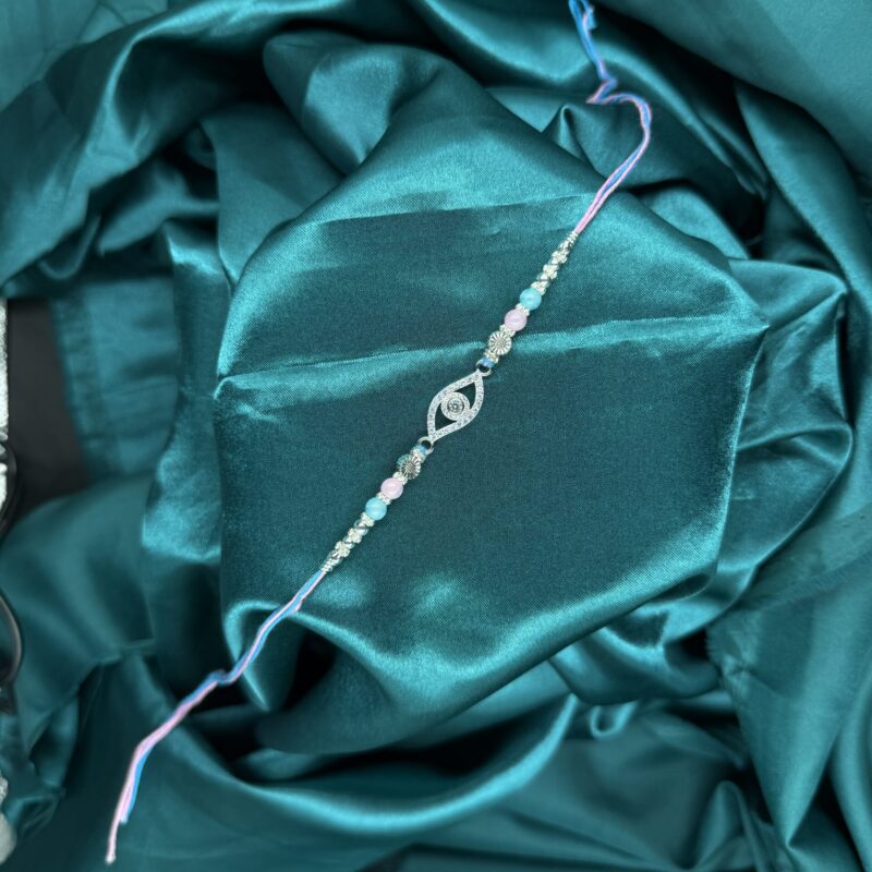Zircon Evil Eye Silver Rakhi – Pure 925 Silver - Image 3