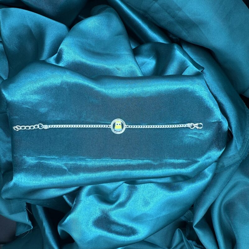 Round Dave Minion Silver Rakhi for Kids – Pure 925 Silver - Image 3
