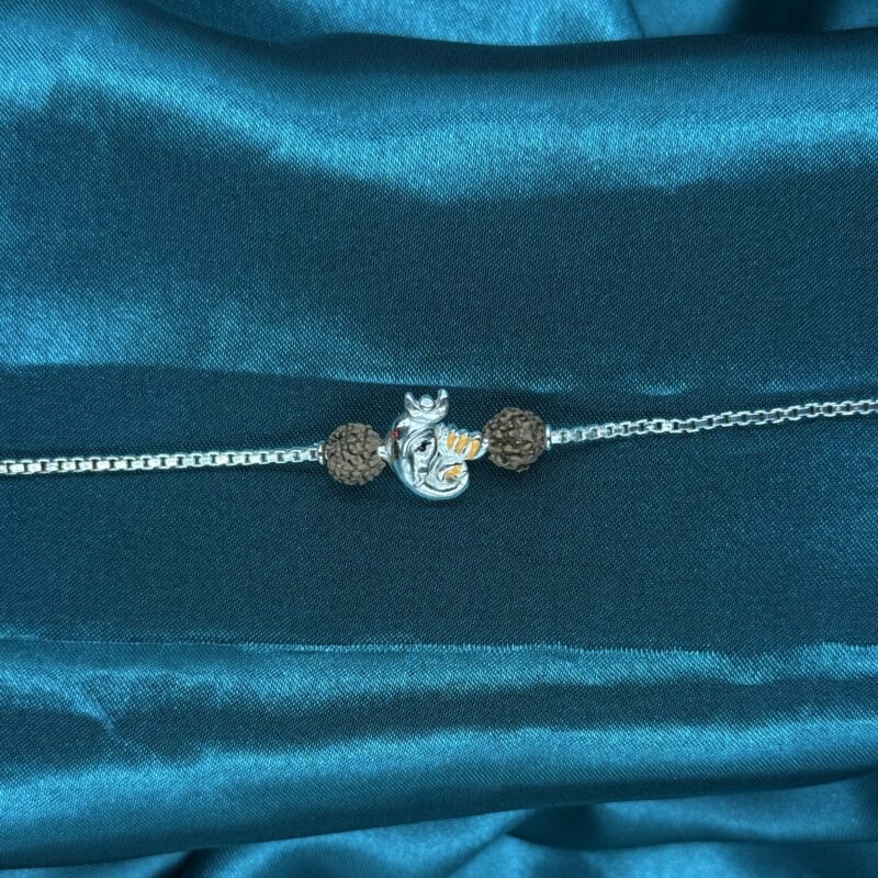 Ganesha Rudraksh Silver Rakhi – Pure 925 Silver