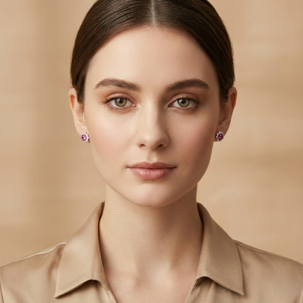 Fleur de Saphire Stud Earrings for womens – Pure 925 Silver