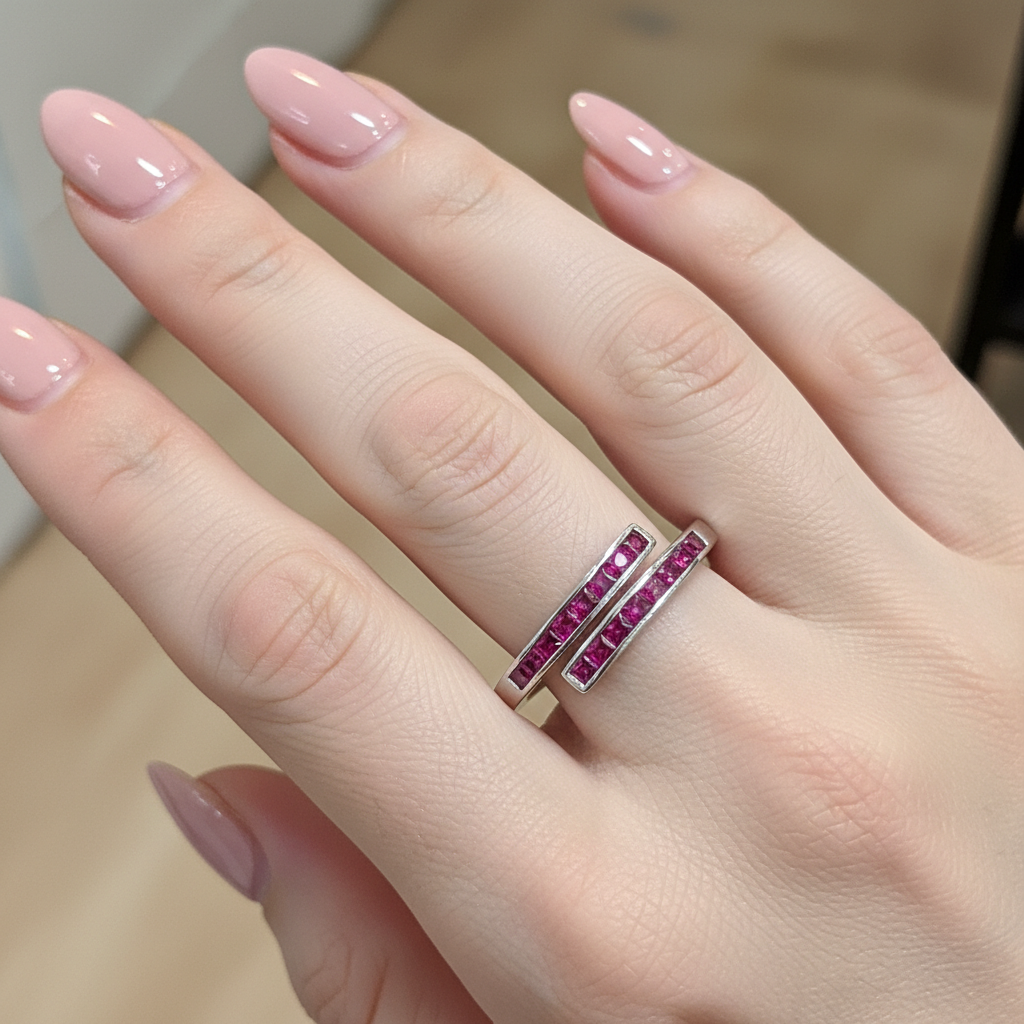 Blush Line Wrap Ring for womens – Pure 925 Silver - Image 2