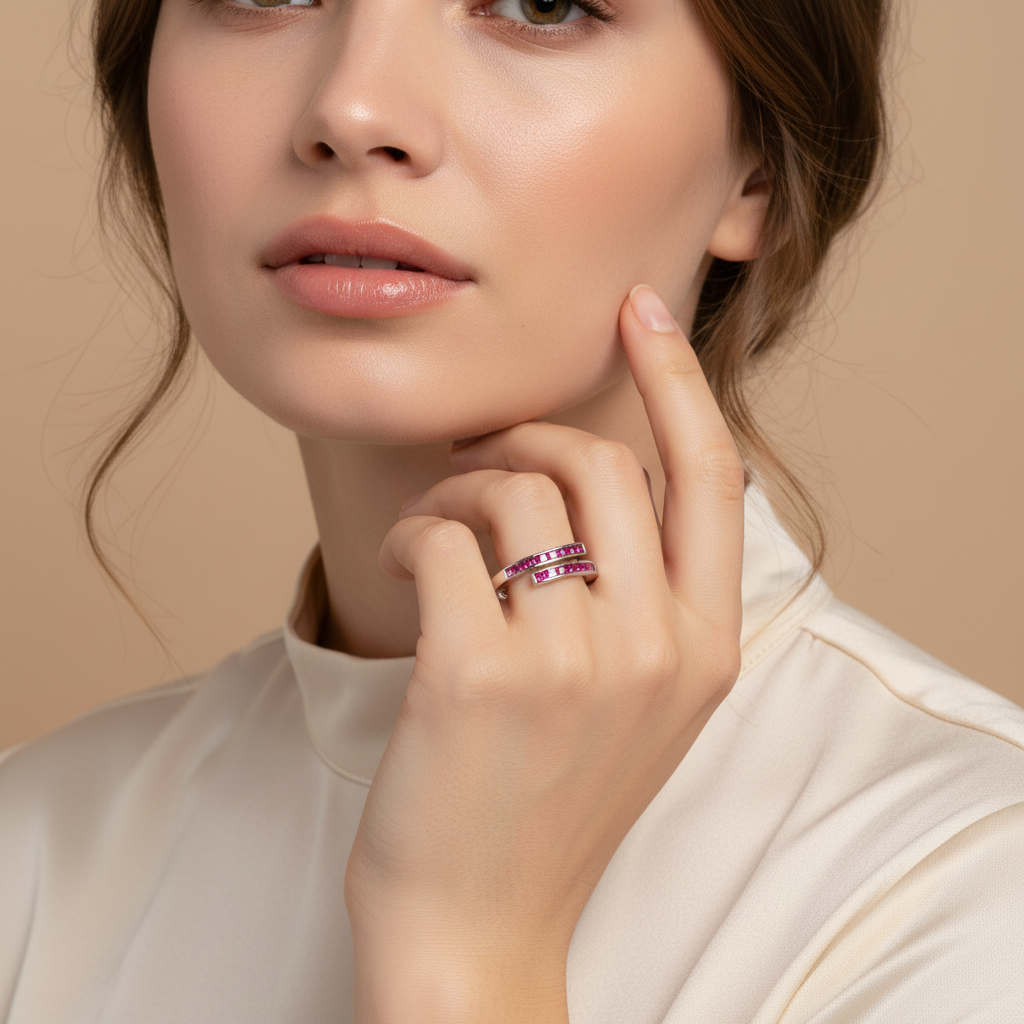 Blush Line Wrap Ring for womens – Pure 925 Silver