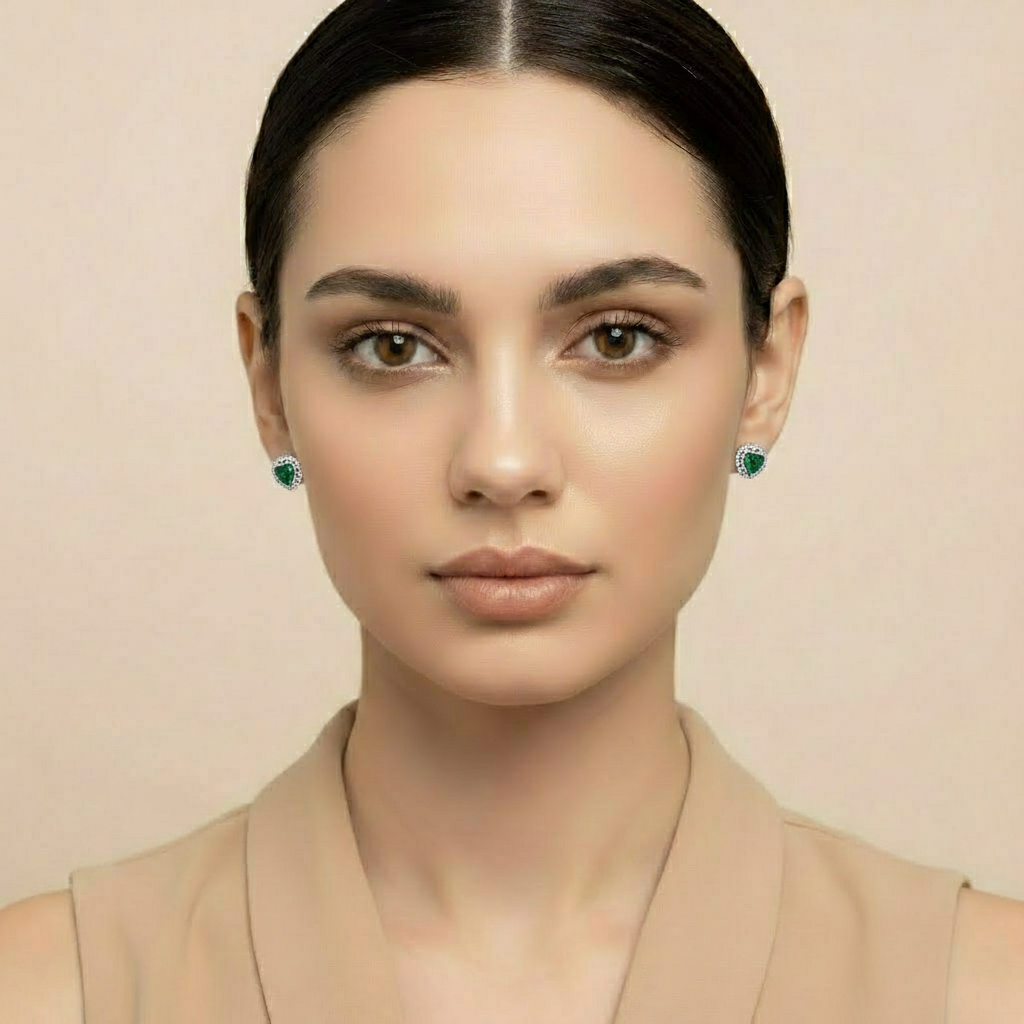 Emerald Heart of Love Earring for womens – Pure 925 Silver